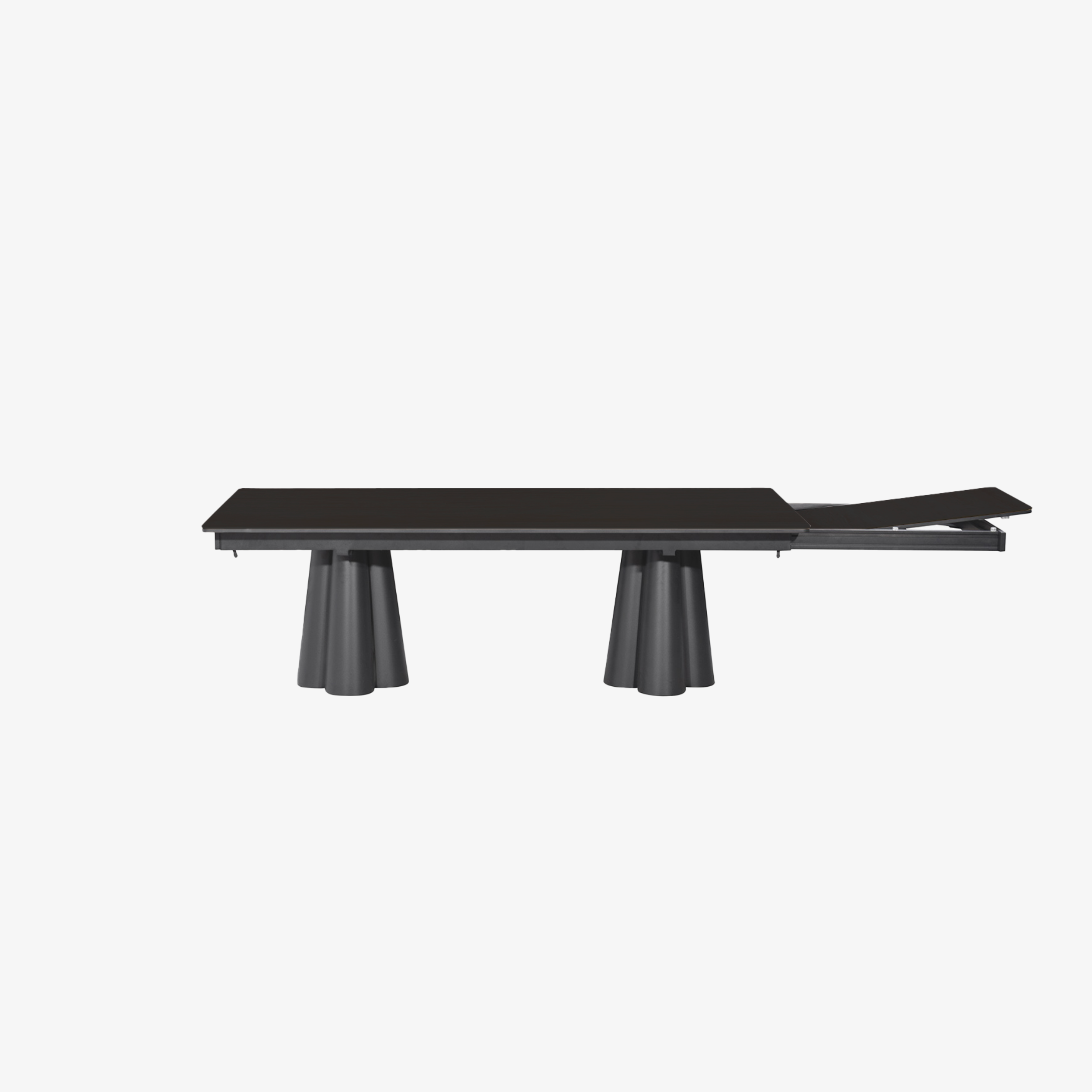 SOLENNA - Table repas outdoor Warm White / plateau céramique Travertin
