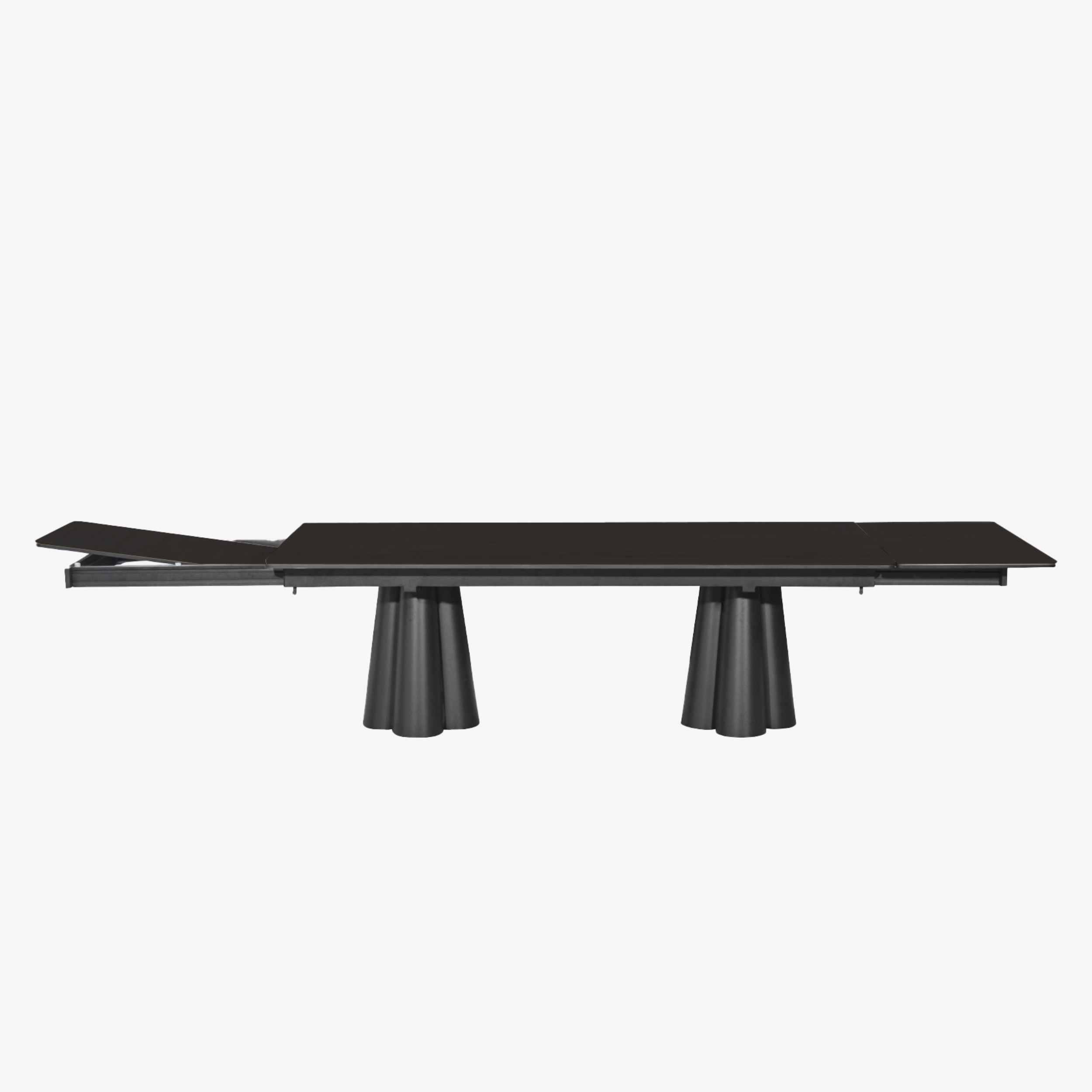 SOLENNA - Table repas outdoor Warm White / plateau céramique Travertin