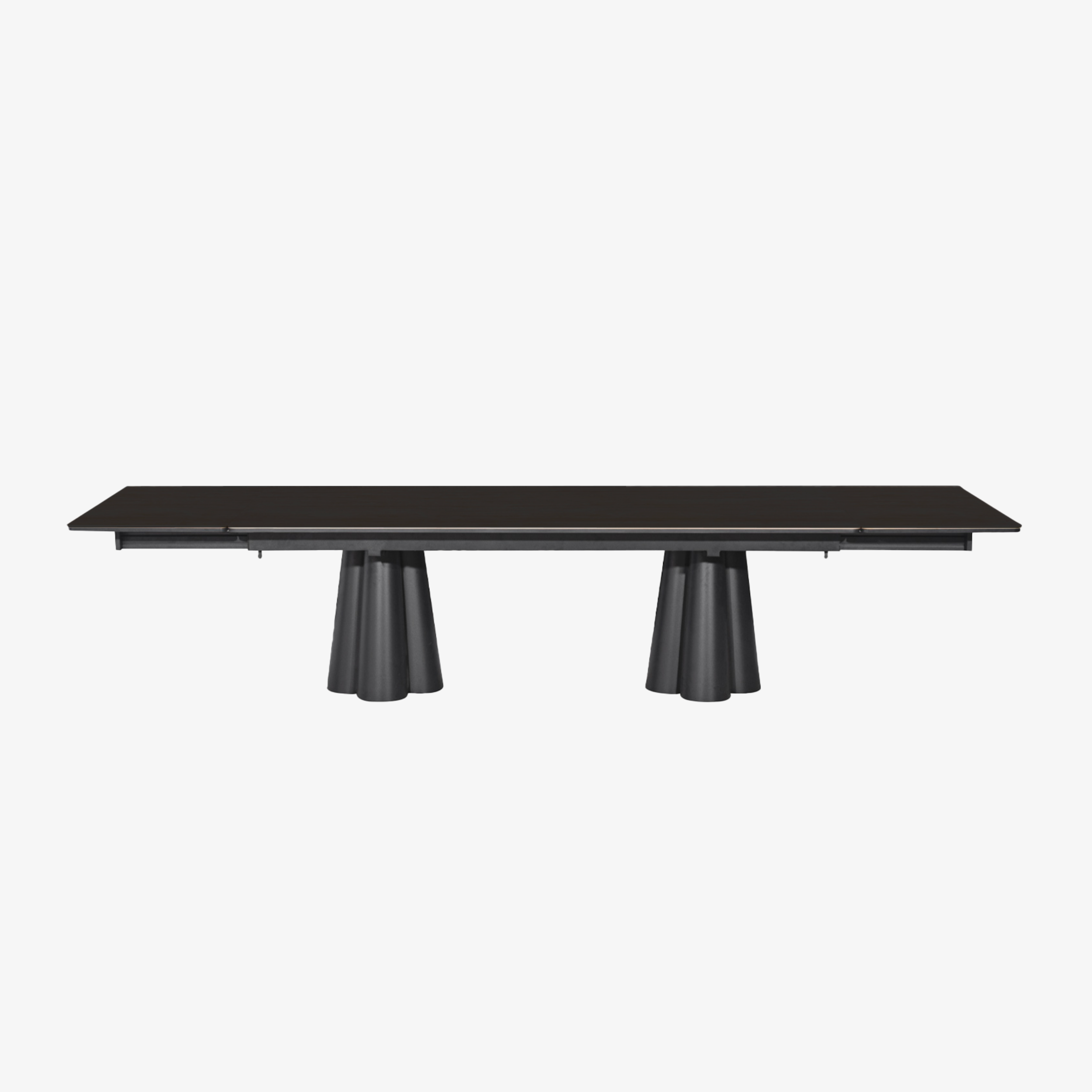 SOLENNA - Table repas outdoor Warm White / plateau céramique Travertin