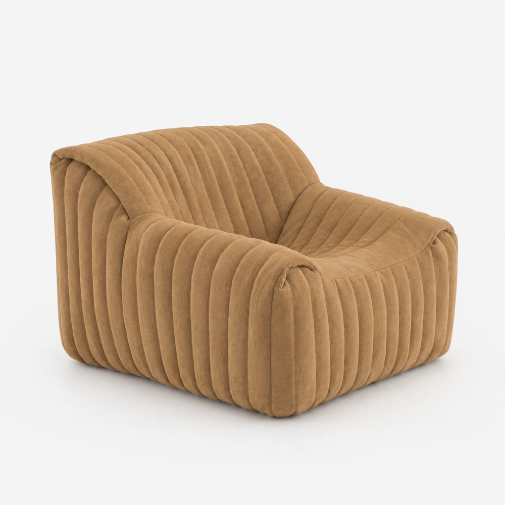 SANDRA - Fauteuil tissu Alcantara Camel / Modèle d'exposition