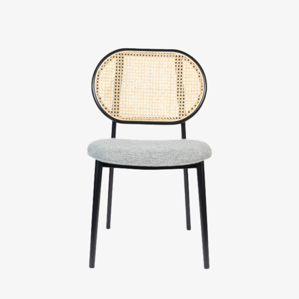 SPIKE - Chaise en tissu et cannage