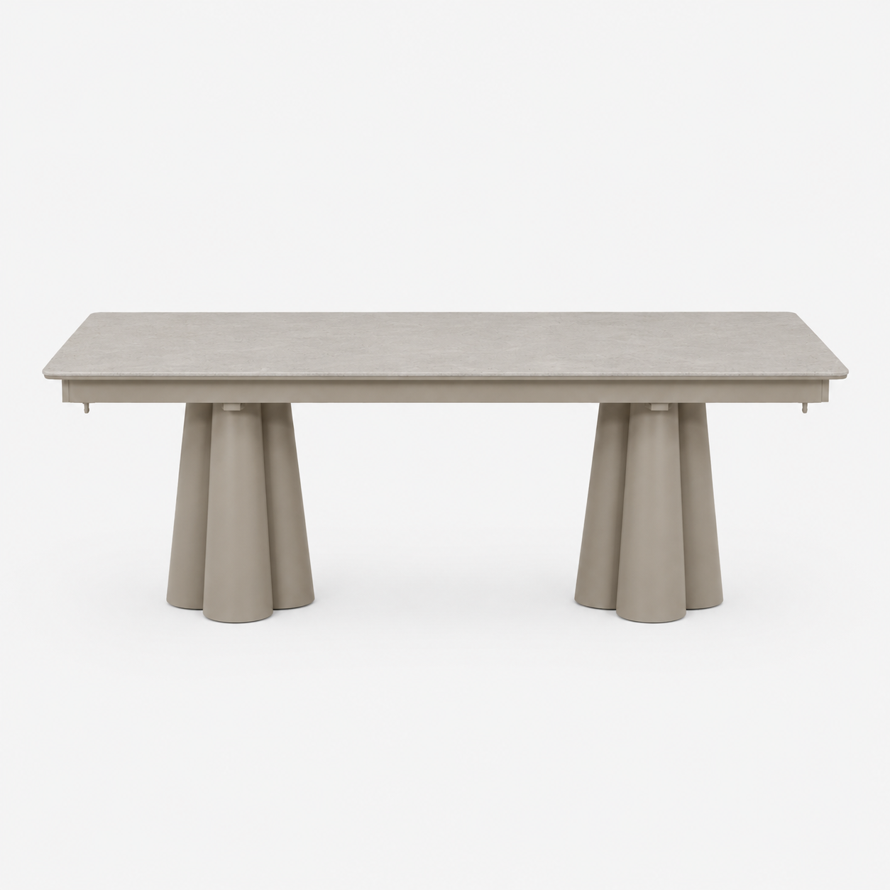 SOLENNA - Table repas outdoor Taupe / plateau céramique Ciment