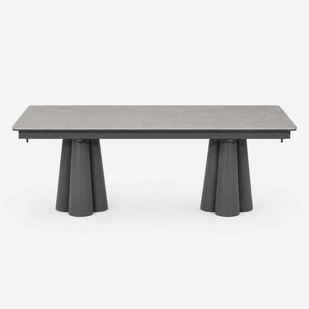 SOLENNA - Table repas outdoor Anthracite / plateau céramique Grey
