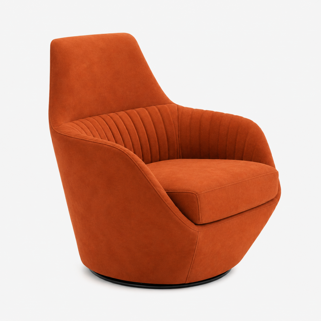 AMÉDÉE - Fauteuil Alcantara Orange / Modèle d'exposition