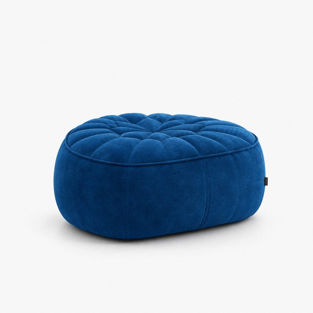 Ottoman - Pouf, tissu Alcantara, coloris Navy